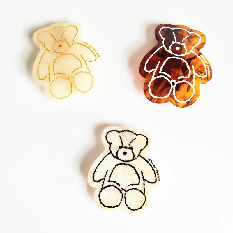 HZ 2019 новые японские милые металлические заколки для волос с ацетатным медведем