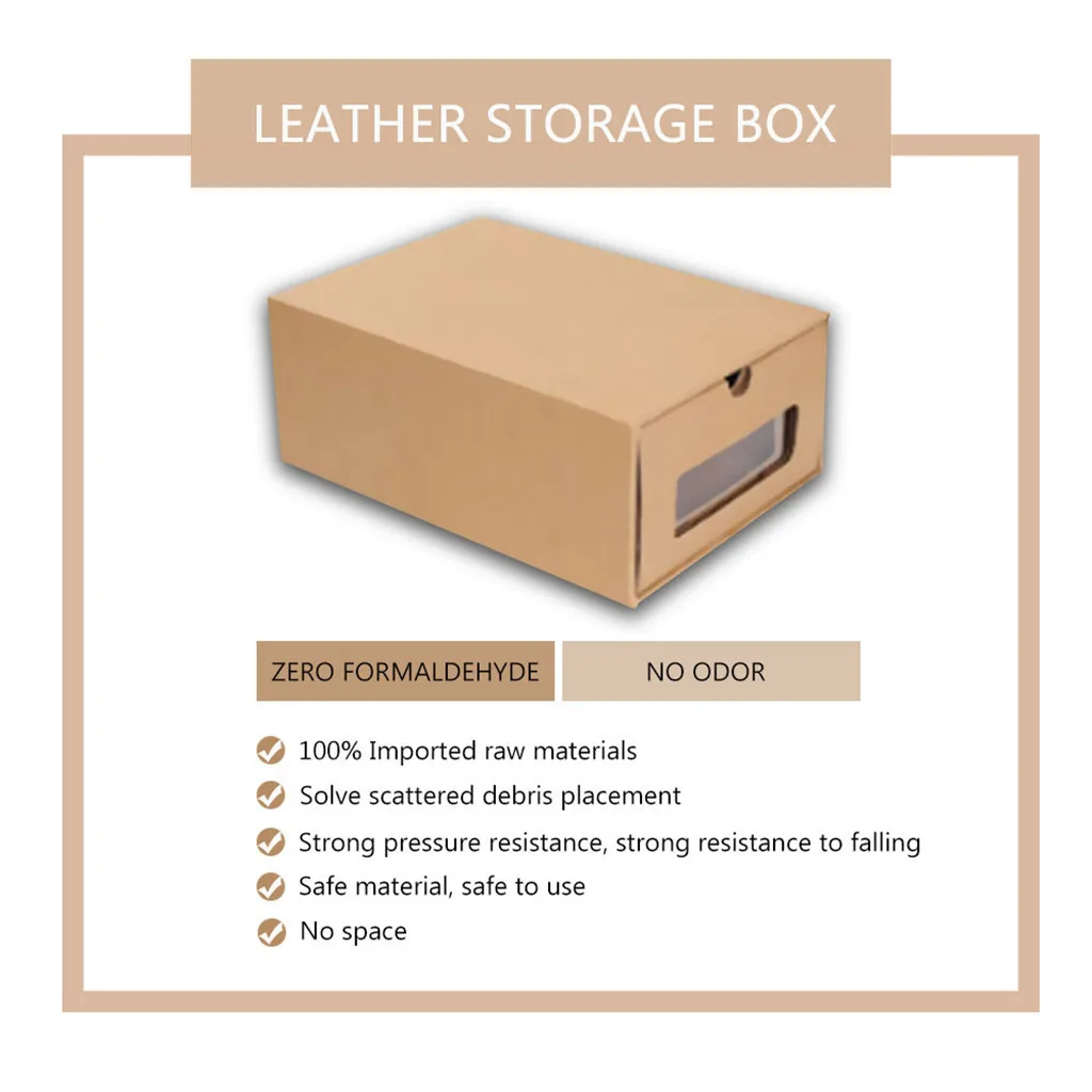 Foldable Shoes Storage Box Cardboard BoxesThickened Kraft Transparent Drawer Shoebox Receptacle 2021 New | Дом и сад