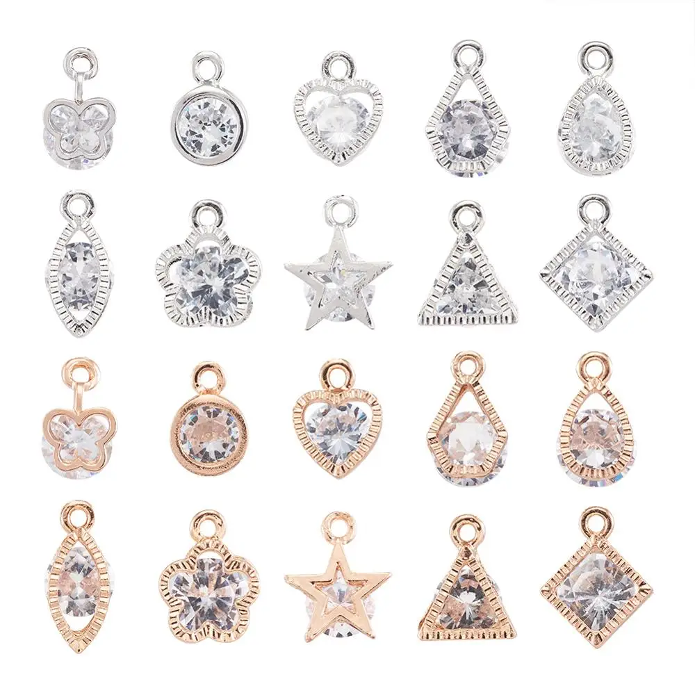 

80pcs/set Shining Cubic Zirconia Drop Heart pendant Crystal Charms Fit Bracelet Necklace Earrings DIY Jewelry Making