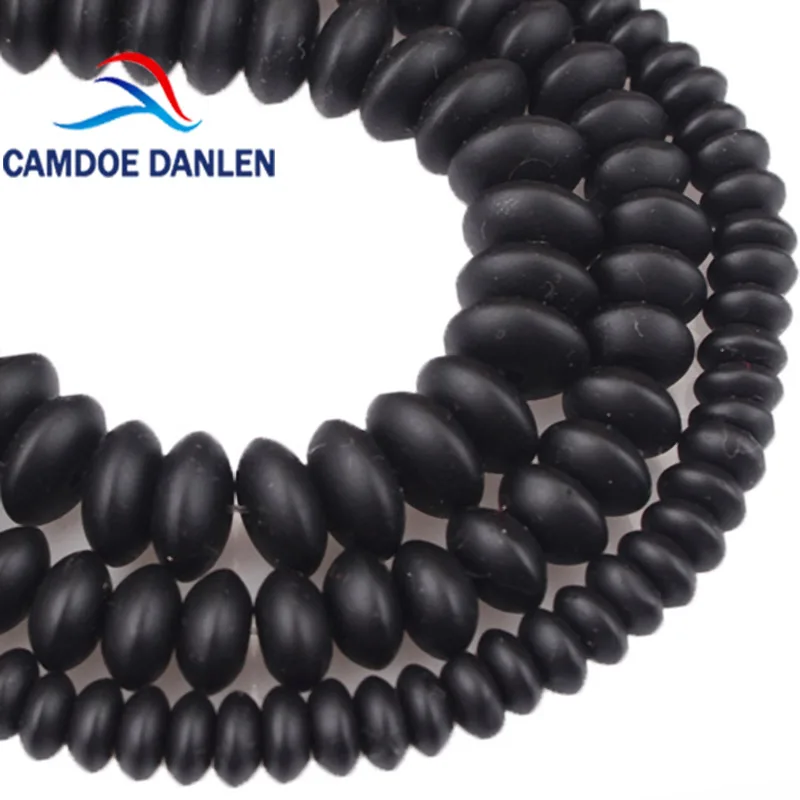 Бусины разделители из натурального матового черного агата свободные бусины