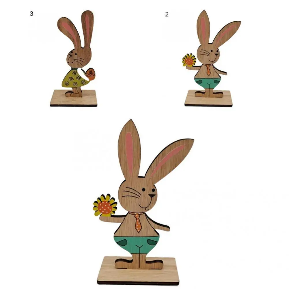

Handcrafted Wood Desktop Decoration Easter Rabbit Ornament for Home Decor