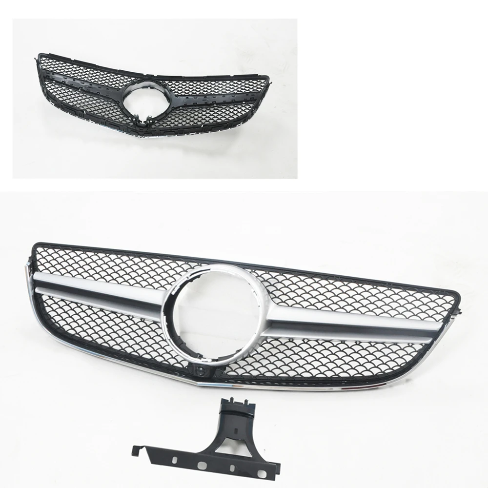 

AMG Style Front Grille Grill For Mercedes-Benz W207 C207 2014.7-2017 E Coupe A207 E200 E300 Silver Upper Bumper Hood Mesh Grid