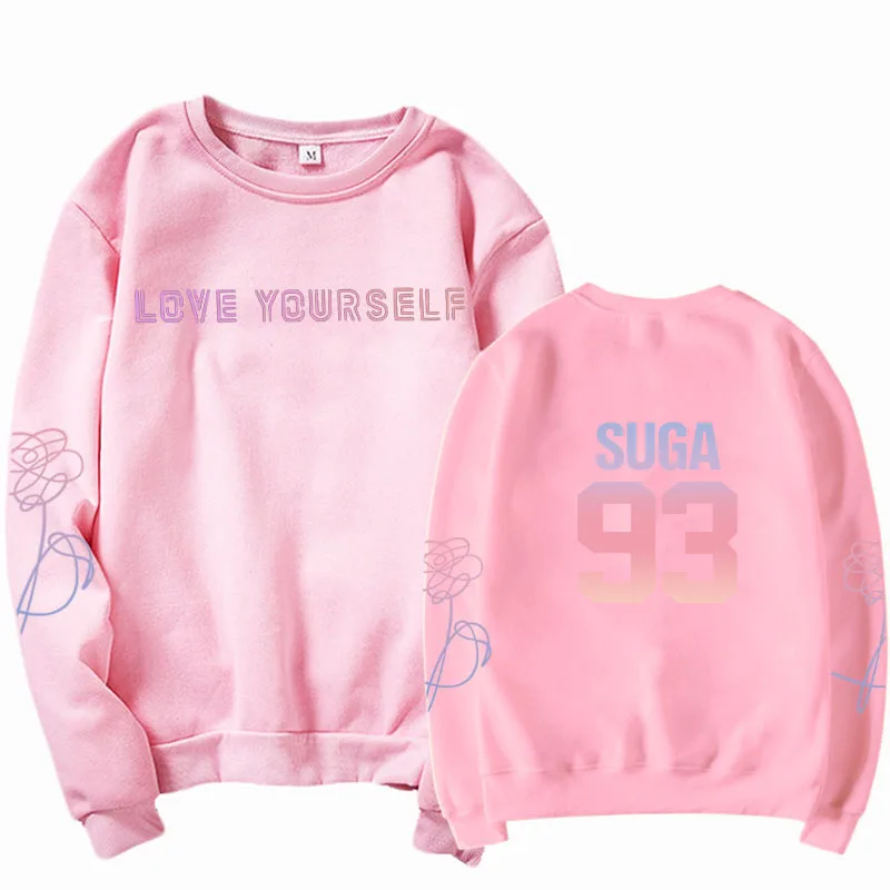 love yourself bangtan boys hoodie sweatshirt korean capless cotton hoody clothes Jung Kook 97 suga Unisex k-pop sweatshirts - Цвет: Sweatshirt pink 93