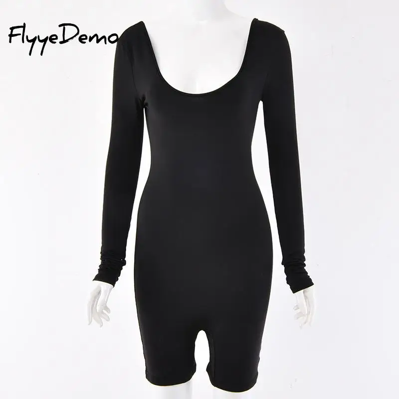 Женский Облегающий комбинезон с v-образным вырезом бежевый черный однотонный