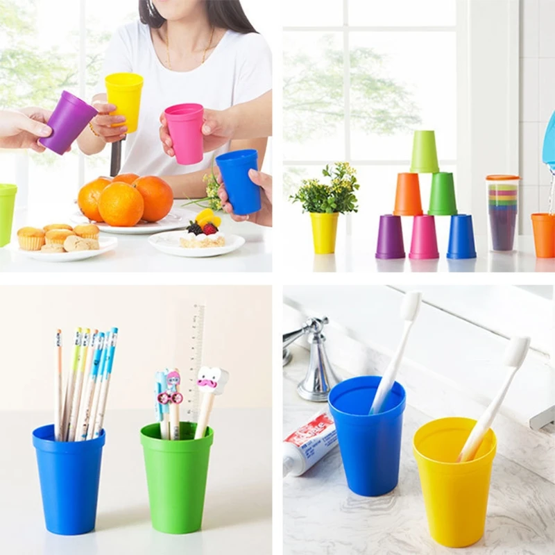 

7Pcs Biodegradable Healthy Tumbler Anti-slip Drinking Cup Portable Juice Rainbow Cup Storage Cup Portable Picnic Mug