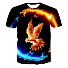 2021Men's New Fashion Tshirt Dragon And Phoenix Printing Cool Men's Chic T-shirt Male Shirt boy Street Casual Summer Clothing