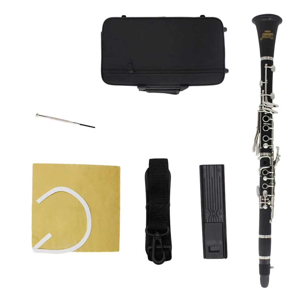 

1 Set B Flat Ebonite Clarinet Whistle Clip Screwdriver Square Cloth Strap for Beginners Musicians (Black)