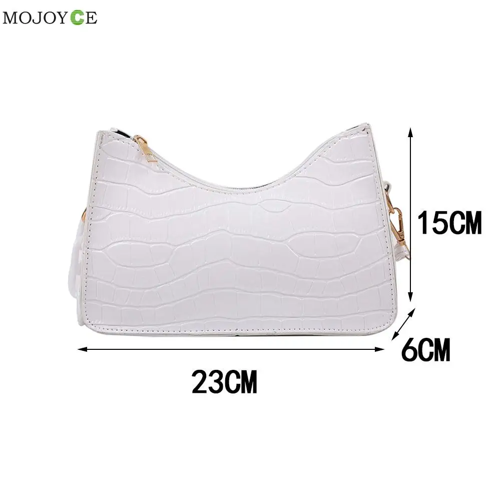 

Vintage Women Solid Color Stone Pattern PU Leather Shoulder Underarm Bag Casual Ladies Chain Small Hobos Handbags Purse