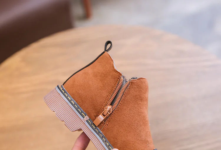 Winter British Children Leather Boots Warm Wool Big Girls Short Waterproof Boots Boys Cotton Fur Shoes Baby Toddler Fashion Show