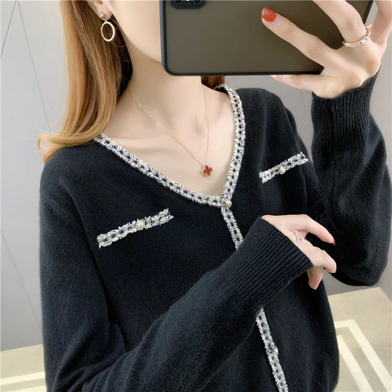 Пуловер с V-образным вырезом и карманами № 3 |