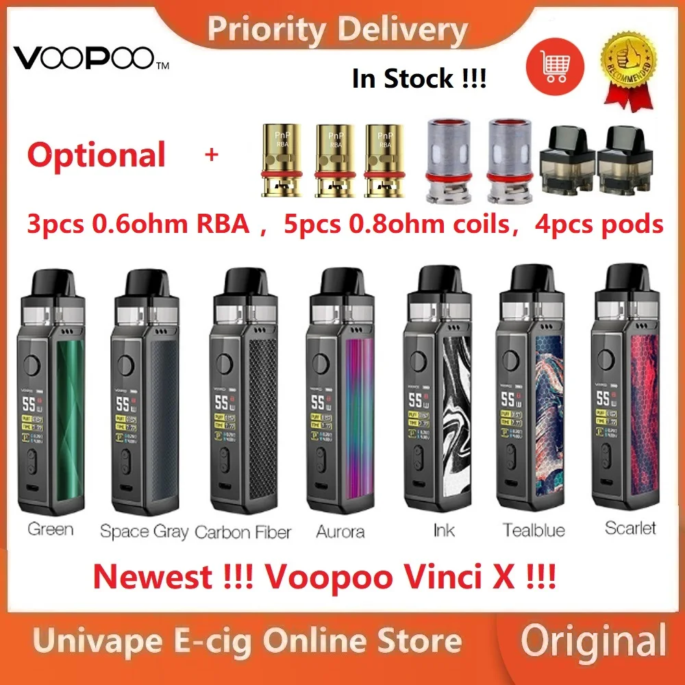 Новейшее! Комплект VOOPOO VINCI X, 0,96 дюймовый экран и система с двумя катушками, набор Vape, питание от одной батареи 18650, паром и модным комплектом Vinci