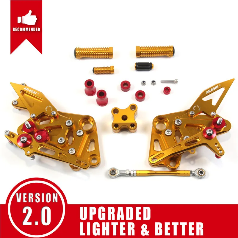 Gold Arashi для KTM RC 390- CNC регулируемый Rider Rearset подножка алюминиевая подножки DUKE 390 RC390 - Цвет: Gold