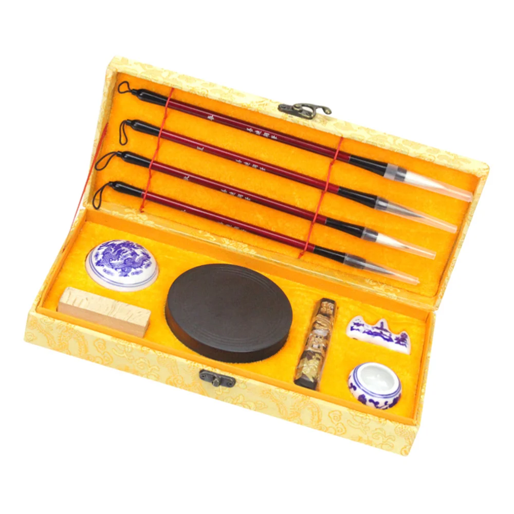 

1 Set of Chinese Four Treasures of the Study Set Excellent Writing Brush Ink Stick Paper Inkstone Kit Writing Accessories Callig