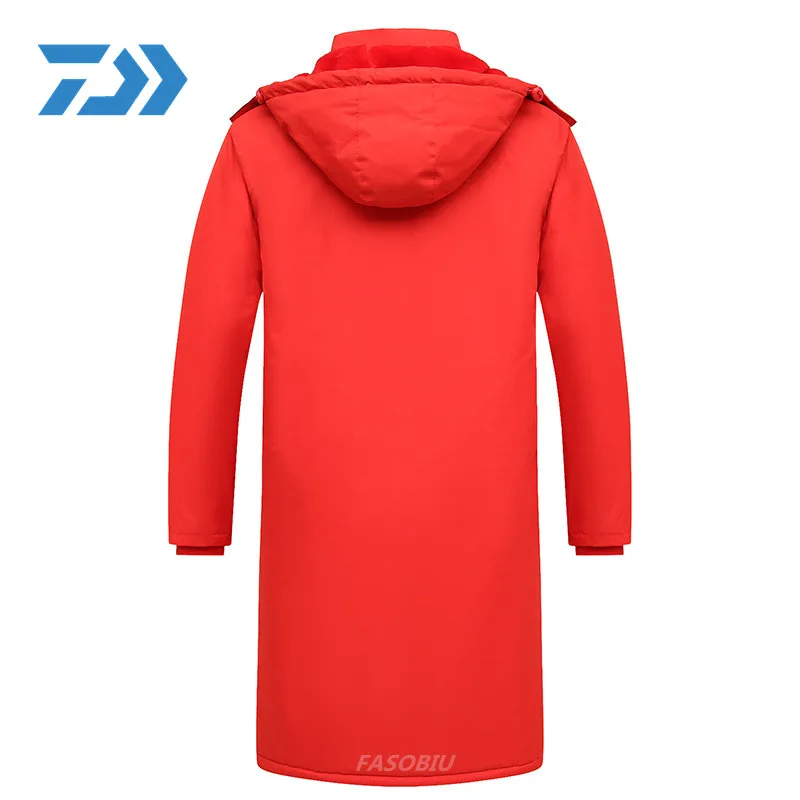 

2021 Fishing Jacket Overcoat Mid-length Coats Cotton Warm Hooded Men's Plus cashmere Warm Windproof Jacket Coat Fishing Clothes