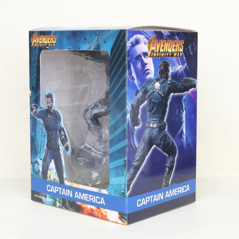 captain box 22-27 см игрушки Marvel Мстители Фигурка Человека-паука Железный человек танос Марк MK47 Дэдпул Дэнверс статуя ко железная студия фигурки - Цвет: captain box
