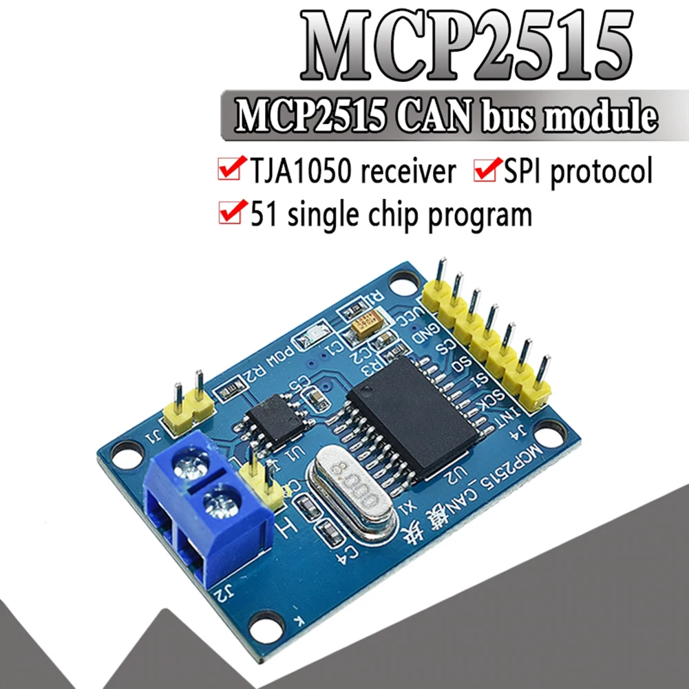 

Модуль драйвера CAN-шины MCP2515, плата приемника TJA1050 SPI для 51 MCU Модуль интерфейса контроллера, аксессуары