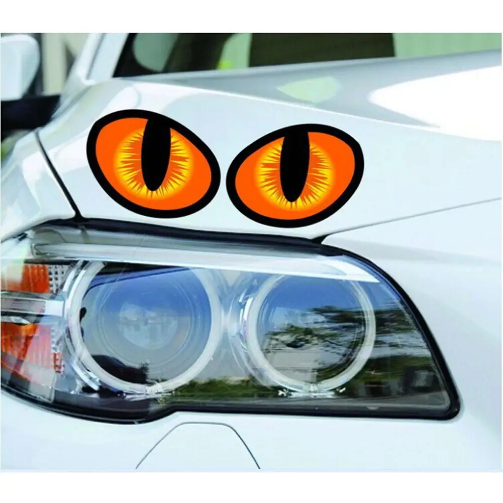 Автомобильная наклейка s ПВХ 1 пара симпатичная имитация кошачьих глаз для