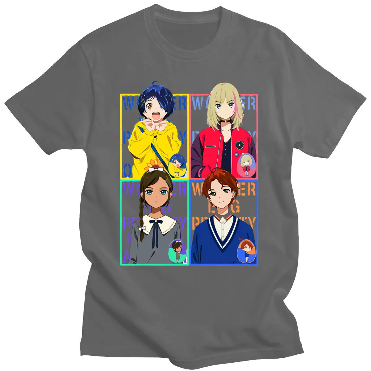 

Cartoons Wonder Egg Priority Japanese Anime Tshirt Men Women Hip Hop Street Clothing Male 100% Cotton T-shirt Short Sleeve Tops