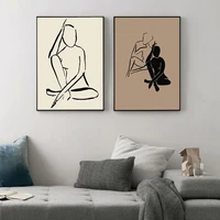 abstract figure silhouette posterminimalist canvas painting nude art print modern boho wall picture for living room home decor