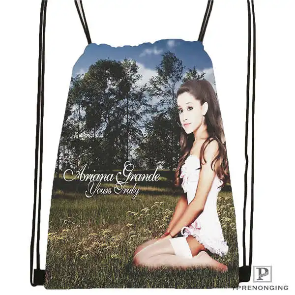 Изготовленный На Заказ Ariana-Grande@ 02-походная сумка на шнурке милый рюкзак для детей(черная спинка) 31x40 см#180611-03-114