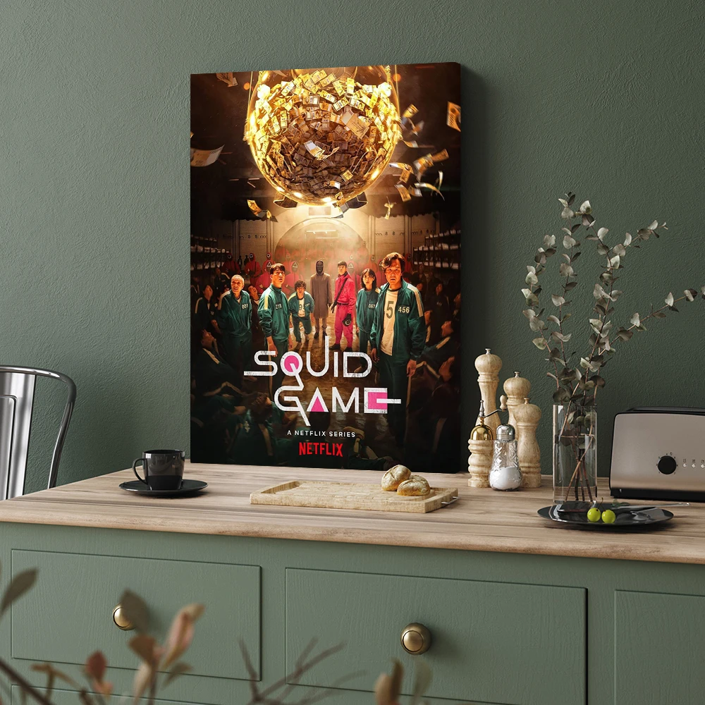 

Korean Popular TV Series Squid Game Poster Minimalism Style Canvas Wall Art Modern Wall Decoration Family Picture Frameless