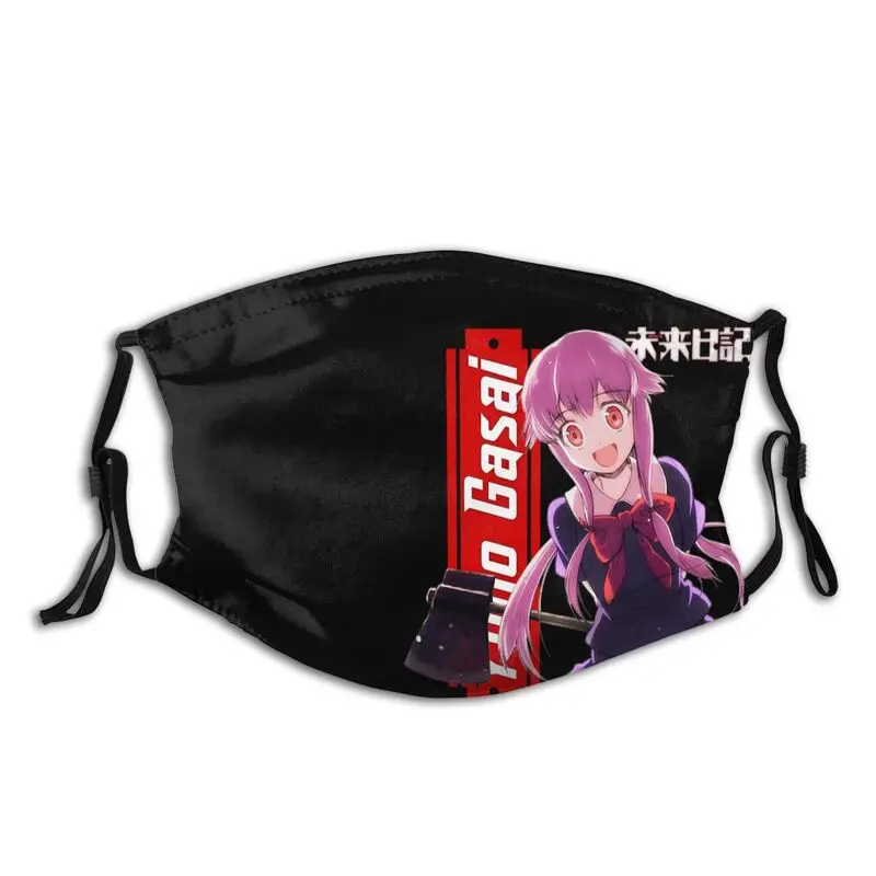 

Mirai Nikki The Brutal Yuno Gasai Washable Mouth Face Mask Future Diary Anti Dust Mask with Filters Protection Respirator Muffle
