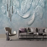 milofi professional custom wallpaper mural modern minimalist fashion color white feather texture art tv background wall