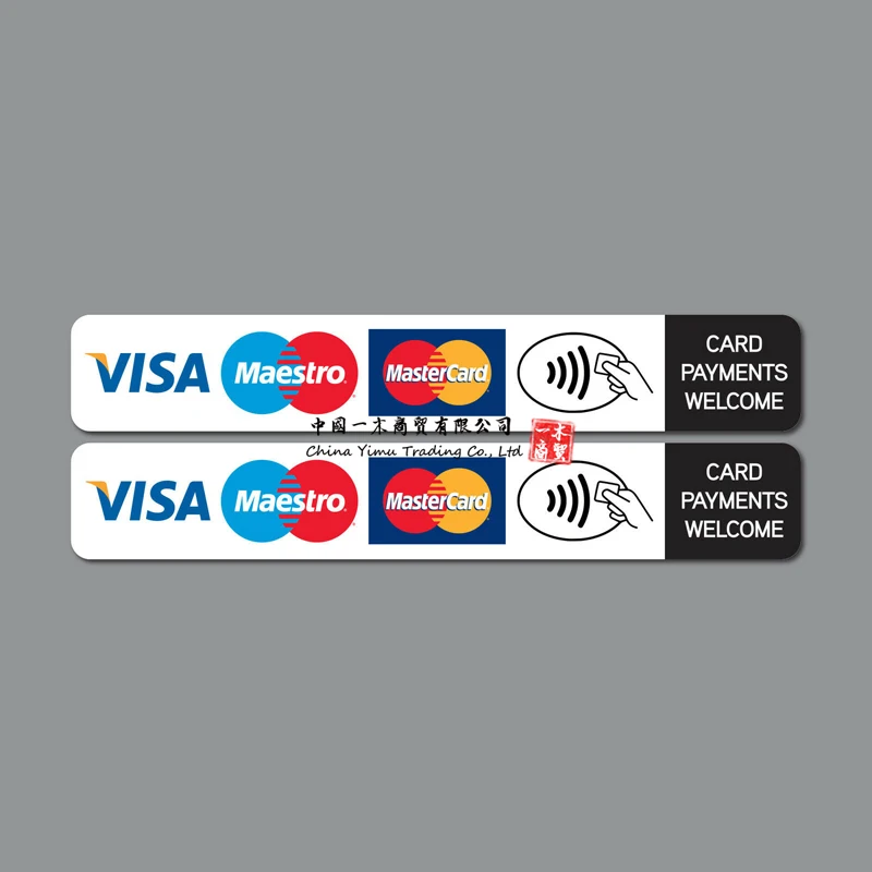 

2 X Contactless Card Payments Accepted Sticker Taxi Shop Visa Mastercard