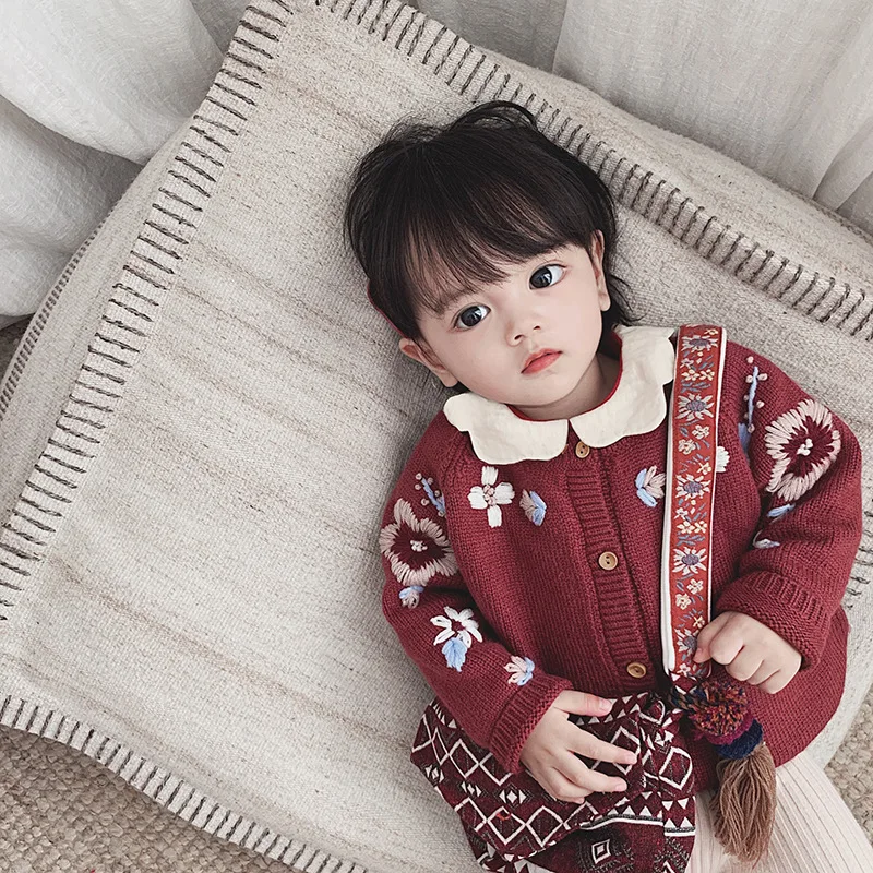 Осень зима 2019 для маленьких девочек мода ручной работы вязаный крючком свитер