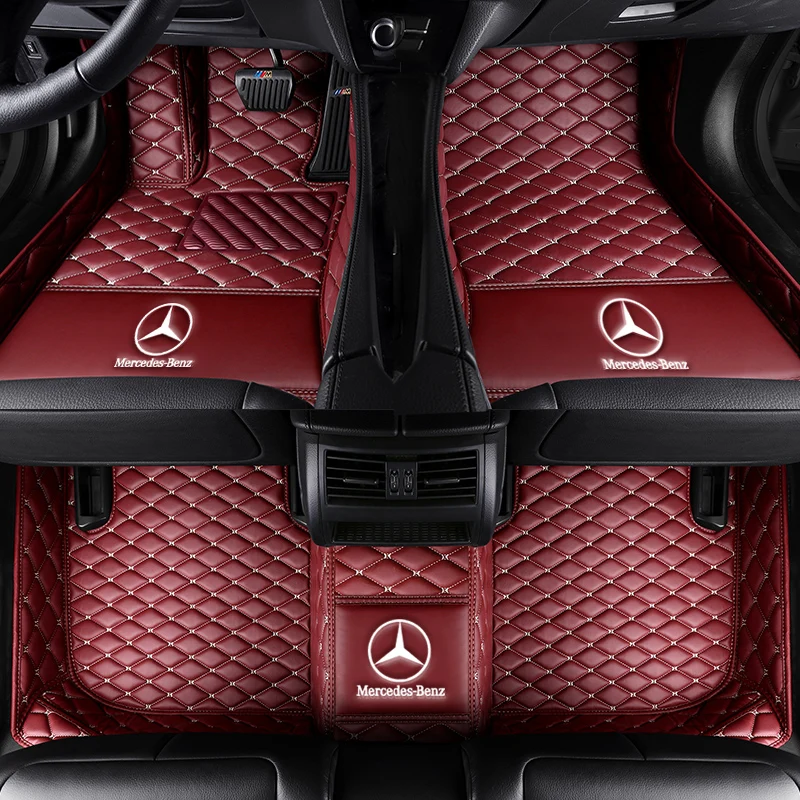 Wine Red Автомобильный коврик для Mercedes Benz GLC 200 260 300 220d 250d 350e AMG Coupe Автомобильные аксессуары кожаный коврик - Название цвета: Wine Red