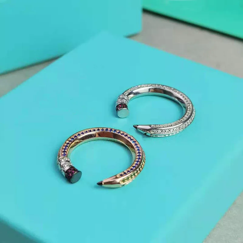 

Female high quality S925 sterling silver hexagonal pencil core full of zircon inlaid ring elegant noble fashion boutique gifts