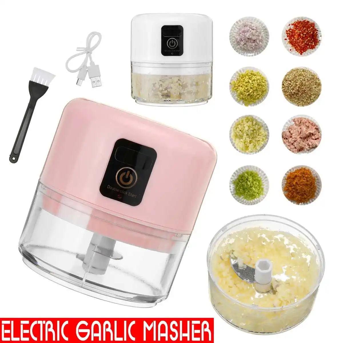 

Household Kitchen Mini Food Chopper Wireless Garlic Masher Crushing Press Mincer Kitchen Cooking Appliance Cutting Artifact
