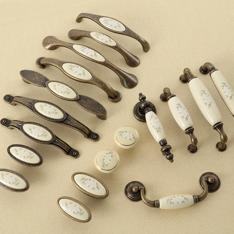 4 шт./лот цинковый сплав антикварная керамическая ручка Европейский сельский