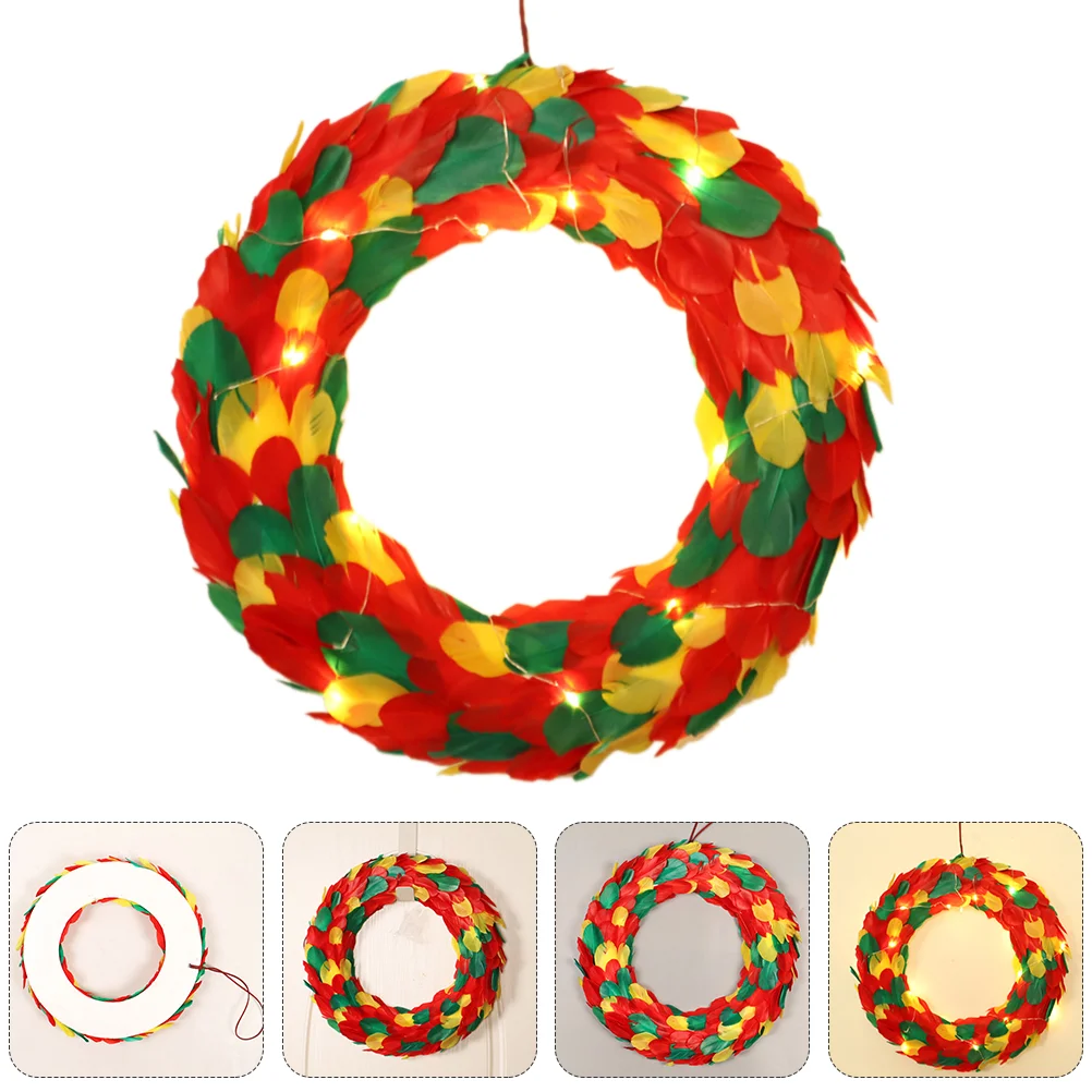 

Feathers Design Glowing Easter Wreath Home Decoration Pendant Door Hanging