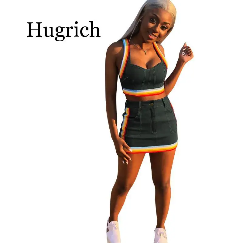 Сексуальный женский комплект из двух предметов летний Джинсовый укороченный топ