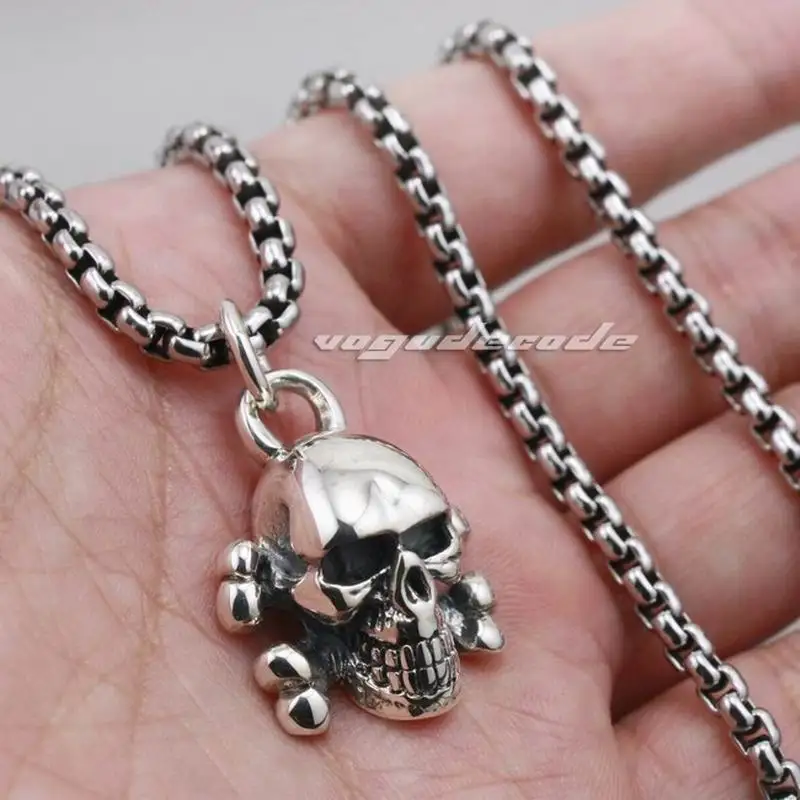 Мужская Байкерская подвеска в пиратском стиле серебряная с черепами 8C010|pendant