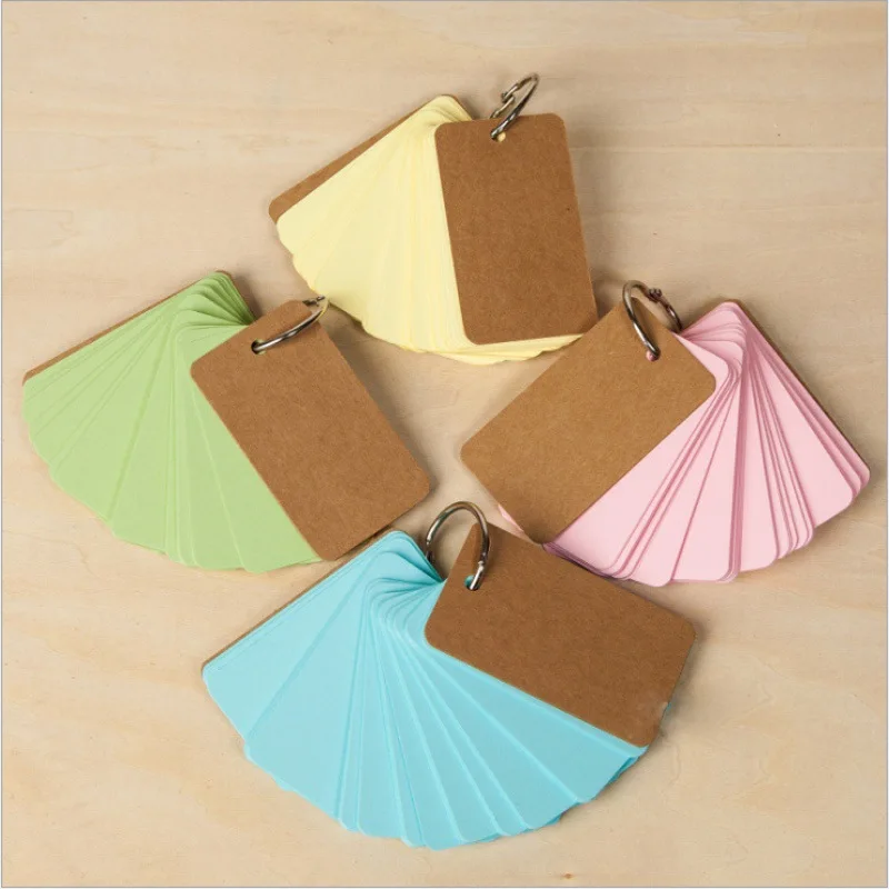 Portable Buckle Binder Notes Flash Cards Memo Pads DIY Blank Card Stationery VH99 |