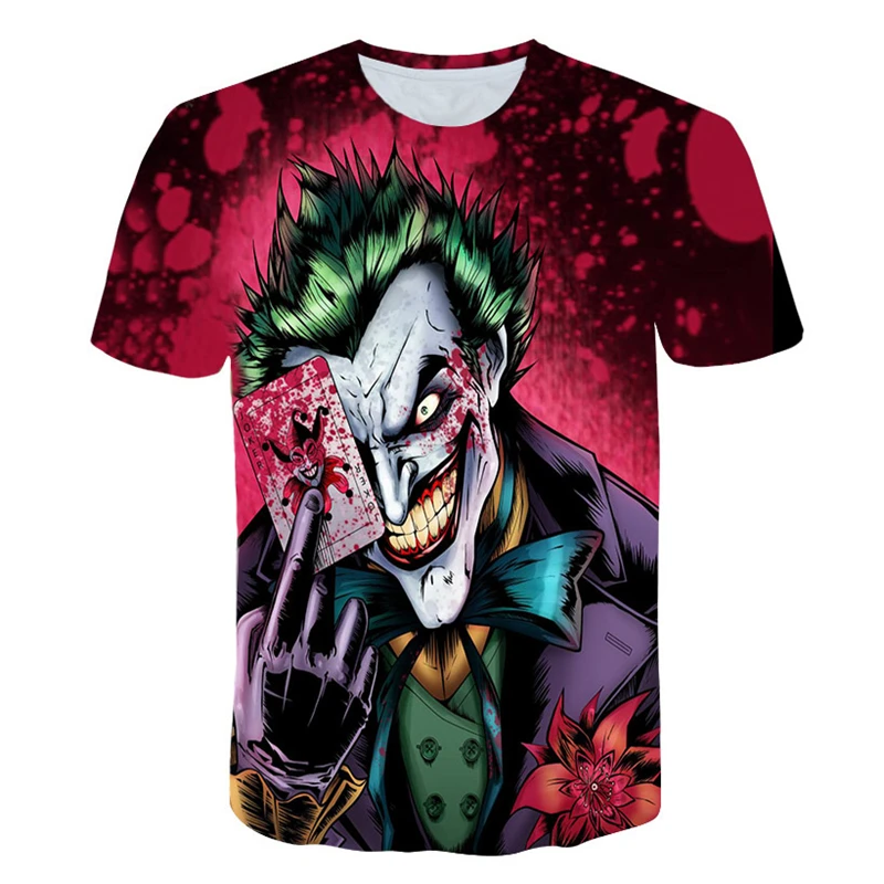 

Suicide squads 3D Printed T Shirt Men Joker Face Casual O-neck Male tshirt Clown Short Sleeve Cosplay Funny T shirts Pokemon