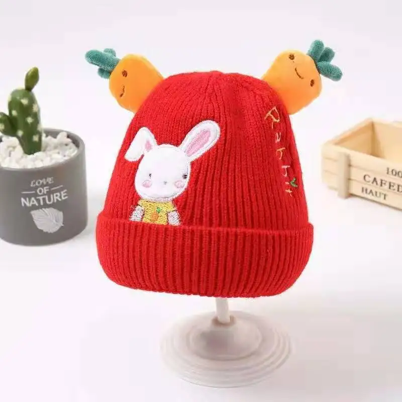 

W088 5-24 Month Newborn Winter Beanie Hat for Baby Girls Boys, Infant Toddler Warm Knitted Hats Glove, Baby Winter Hat