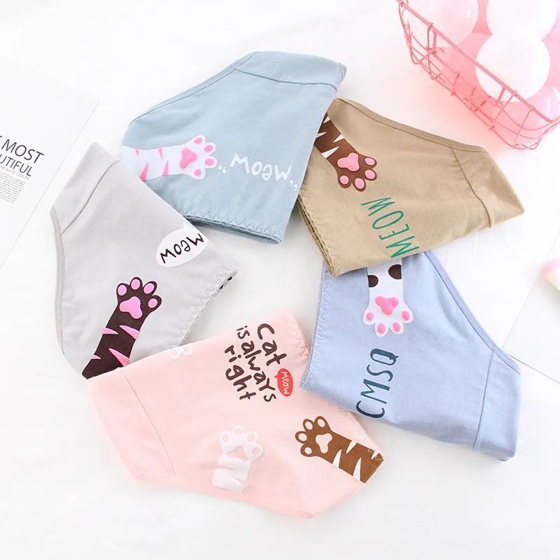 Женские трусики для девочек трусы с рисунком кота розовые милые Kawaii сексуальные
