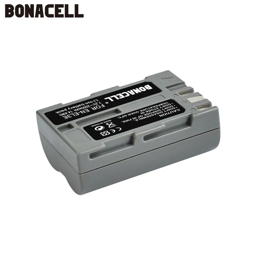 Аккумулятор Bonacell EN-EL3E 2000 мАч совместим с цифровыми зеркальными камерами Nikon D700 D300S