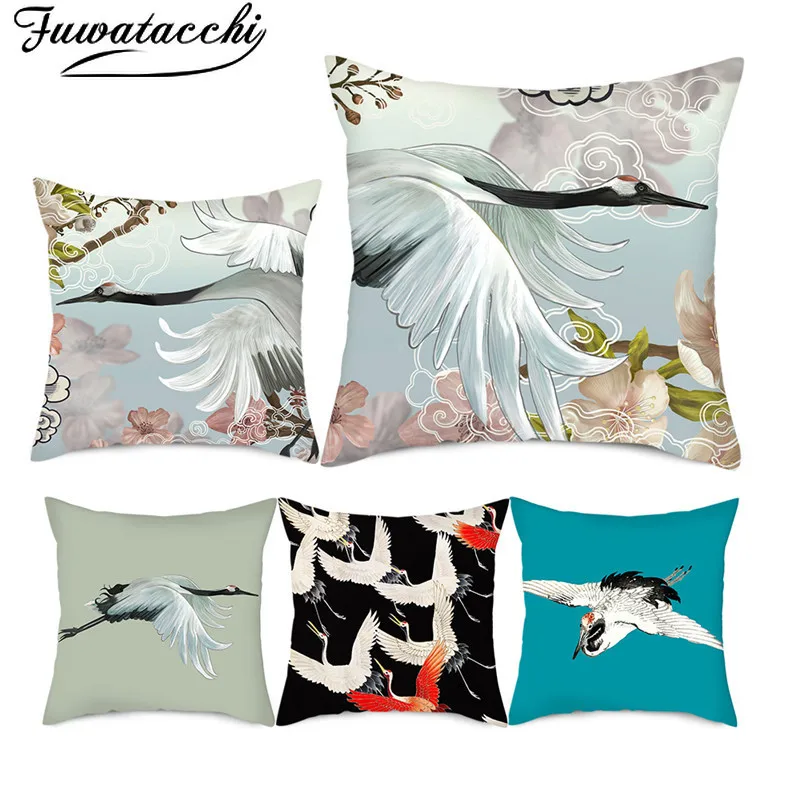 Fuwatacchi наволочки с красным журавлем духовные животными для дома спальни дивана