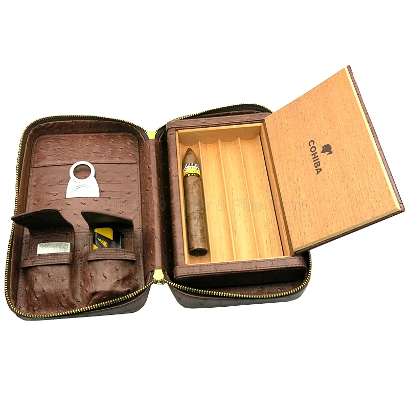 COHIBA гаджеты кожаный элегантный кедровый 4 трубчатый дорожный Чехол для сигар