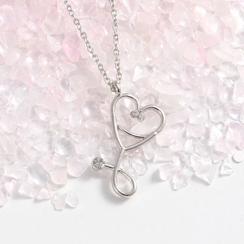 Ожерелье в виде стетоскопа подвеска сердца стетоскоп со стразами|Ожерелья с