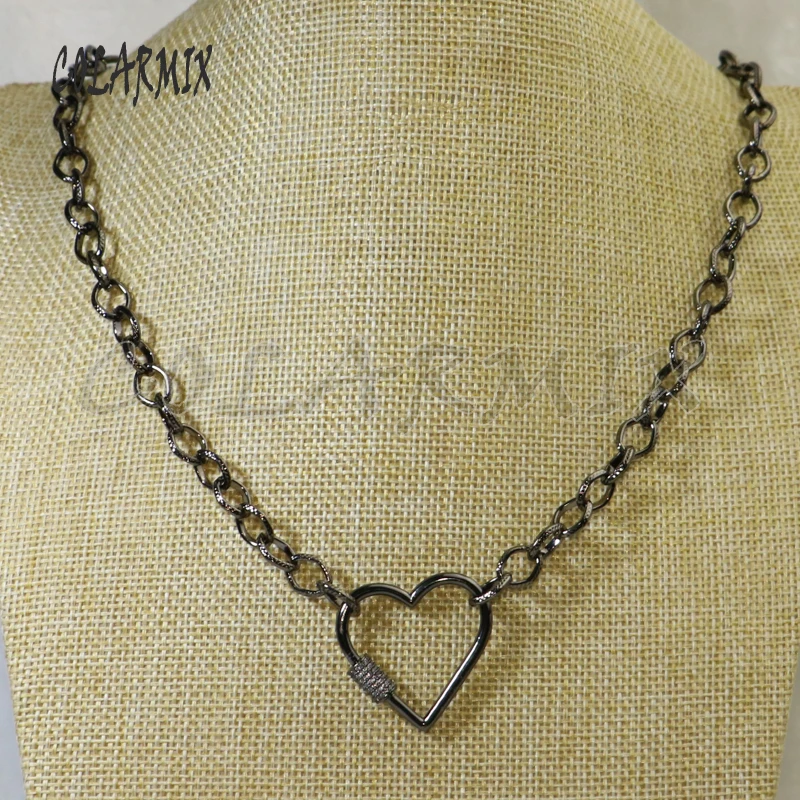 

3Pcs Necklace zircon Heart shape Buckle pendant chain pendant necklace High quality wholesale jewelry Chain necklace 5874