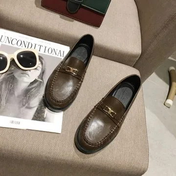 

Round Toe Casual Woman Shoe Modis Low Heels Autumn Female Footwear British Style Oxfords 2021 Fall Dress New Preppy Leather Fret