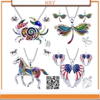 1set dragonfly necklace angel wings earring set alloy crab animal pendant elephant jewelry sets starfish charm horse accessories