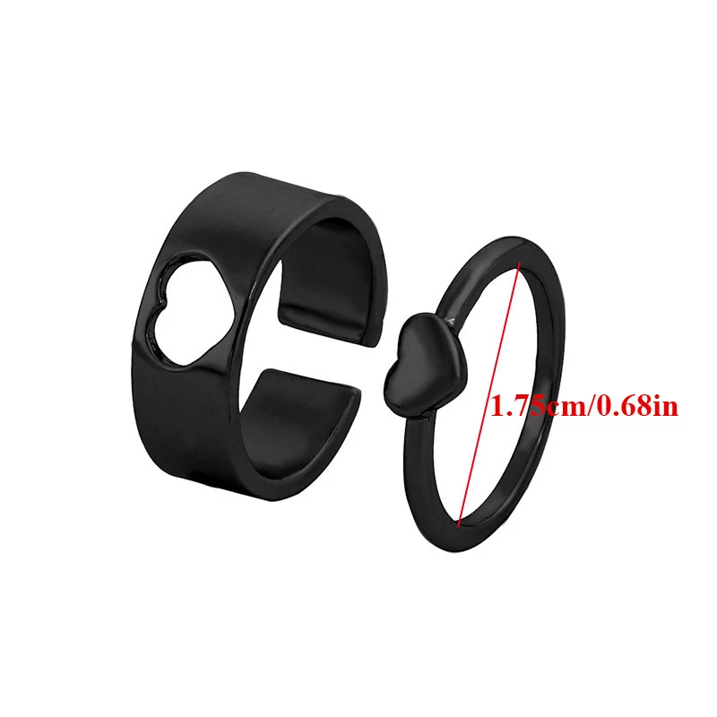 

2-piece New Ins Creative Hollow Moon Star Ring Alloy Heart Mushroom Rings Set For Women Girls Fashion Jewelry Gifts Hot Sold