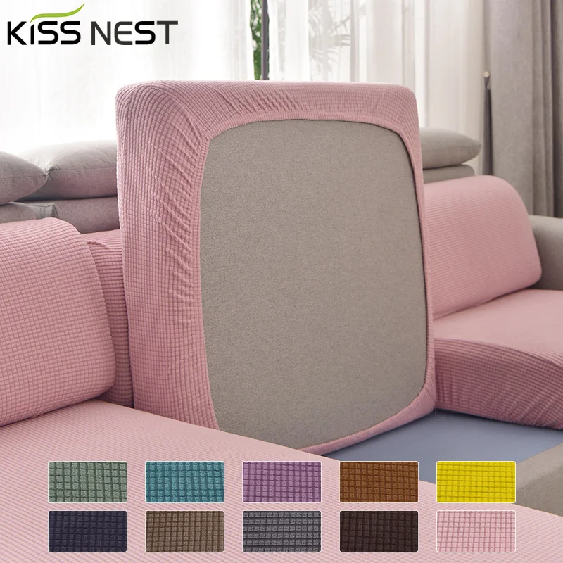 Solid Color Plaid Plush Sofa Seat Cushion Cover,Elastic Velvet,for Living Room Chaise Longue Waist Cushion 1/2/3/4 Seater