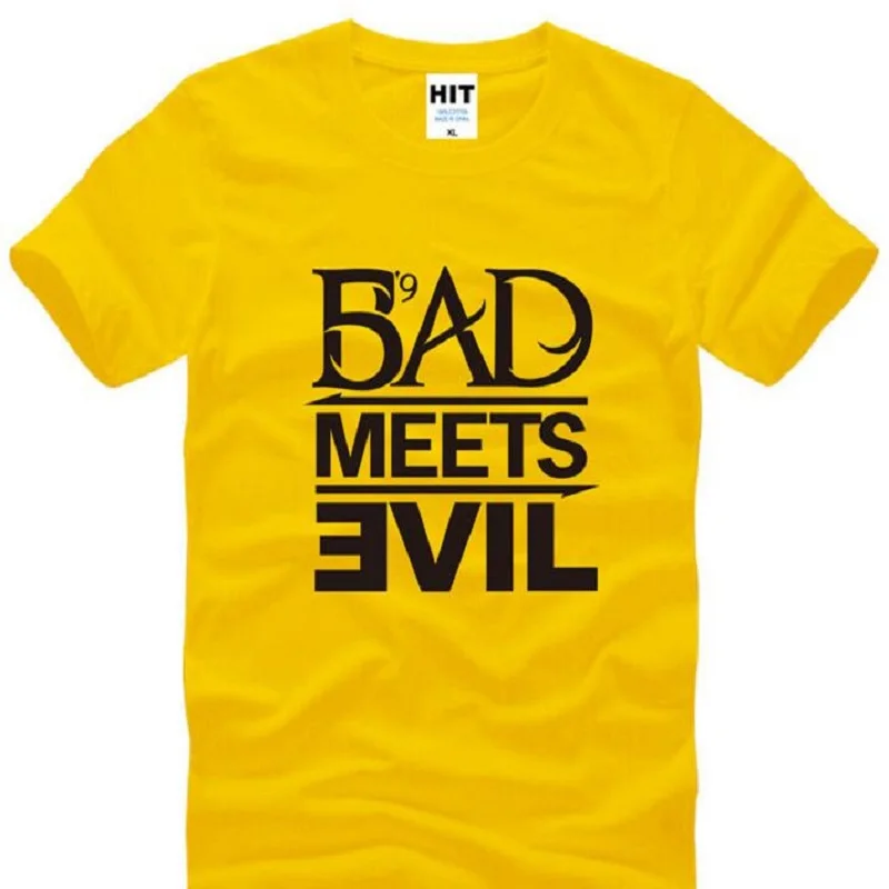 Эминем Bad Meets Evil футболки мужские летние Стиль короткий рукав о образный вырез